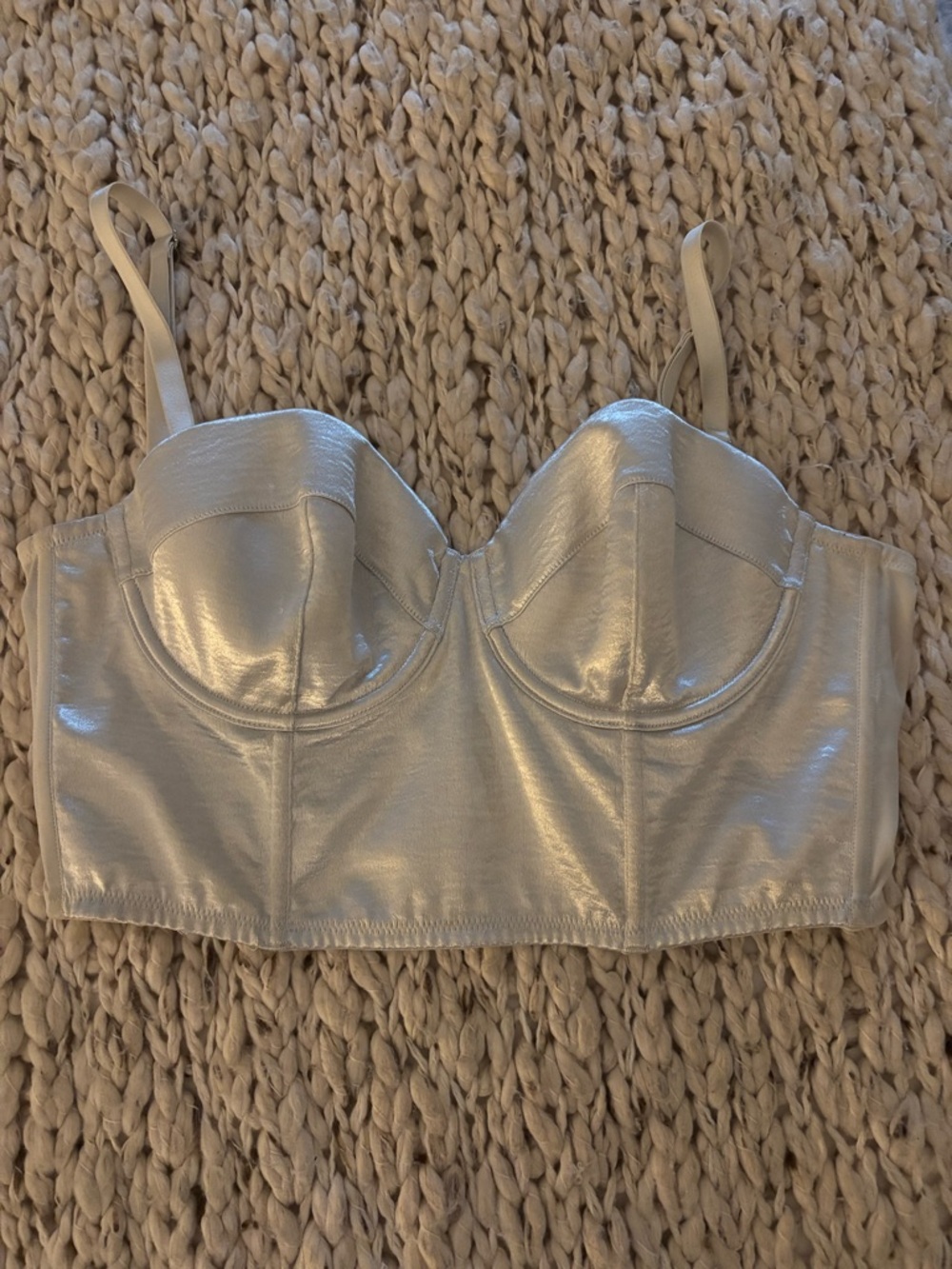 Two Vintage Victoria's Secret Silver Bustier Tops